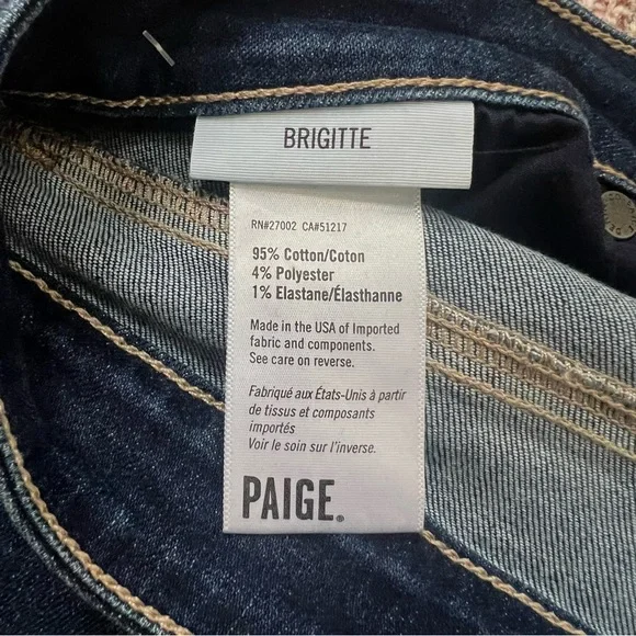 Paige Brigitte Crop Jeans Designer Straight Leg Boyfriend Jeans Dark Wash 30